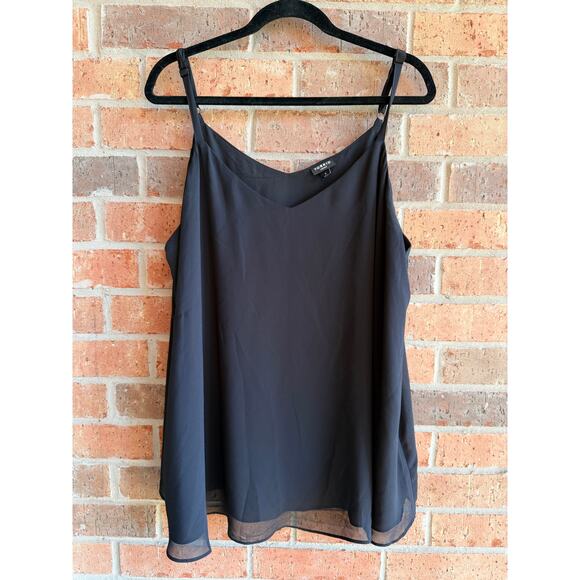 Torrid Sophie Women's Black V-Neck Chiffon Double Layer Cami Tank Tops Size 3 - Picture 1 of 5